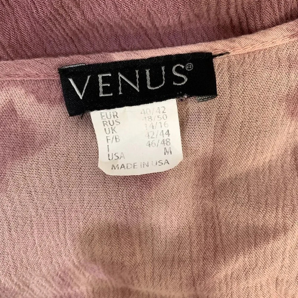 Venus Tie Dye Ombre Tunic Medium Keyhole Tie Neck Draped Hem Slouchy Peasant Top - Picture 11 of 11